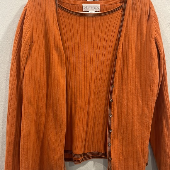 Vintage Retro Burnt Orange Annex Short Sleeve Top and Cover Up/Sweater - Picture 5 of 7